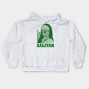 aaliyah// singer // vintage art drawing // green solid style Kids Hoodie